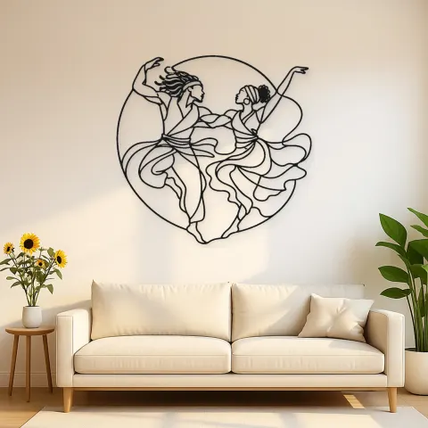 Insegna in Metallo Ritmo di Danza Africana | Decorazione da Parete Silhouette di Danza