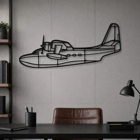 Vue alternative de Silhouette d'avion HU-16B Albatross en métal, Décoration murale aéronautique