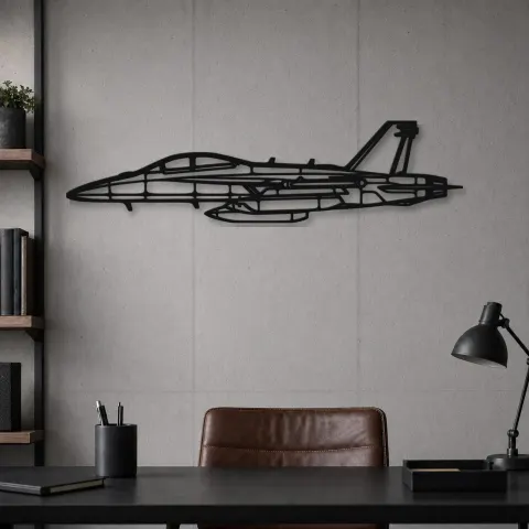 Vue alternative de Silhouette en métal d'avion EA-18G, décoration murale en métal, décoration aéronautique, cadeau pour aviateurs