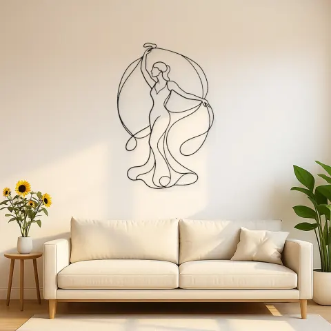 Frau mit Seidenband Metall-Wandkunst | Feminine Figur Wanddekoration