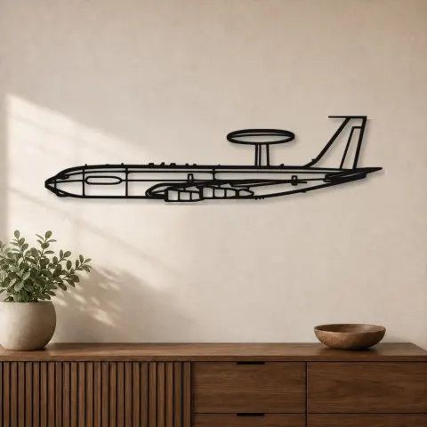 Silhouette en métal d'avion E-3C Sentry, décoration murale en métal, décoration aéronautique, cadeau pour aviateurs