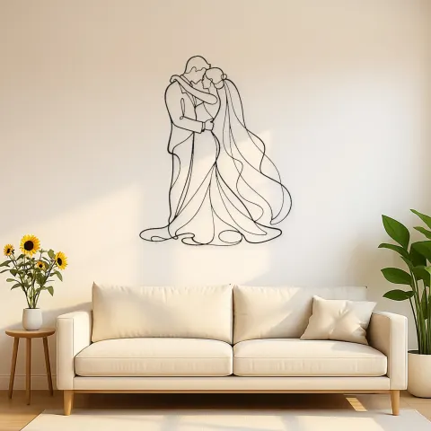 Hochzeitsvorhang Umarmung Metall-Wandkunst | Romantische Paar Dekoration