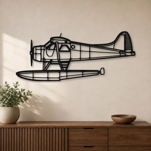 Silhouette d'avion DHC-2 MK III Turbo Beaver en métal, Décoration murale aéronautique