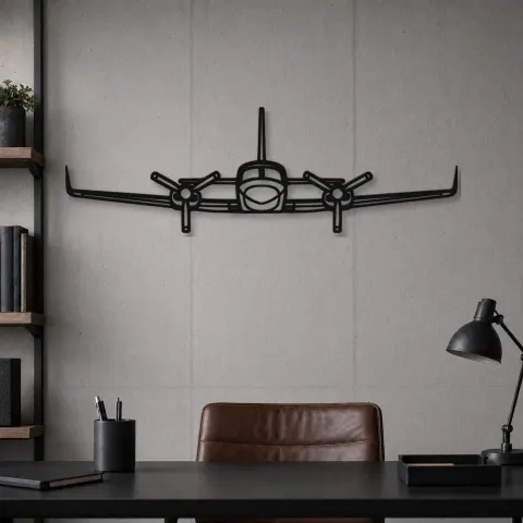 Vue alternative de Silhouette en métal d'avion 421C Front, décoration murale en métal, décoration aéronautique, cadeau pour pilote