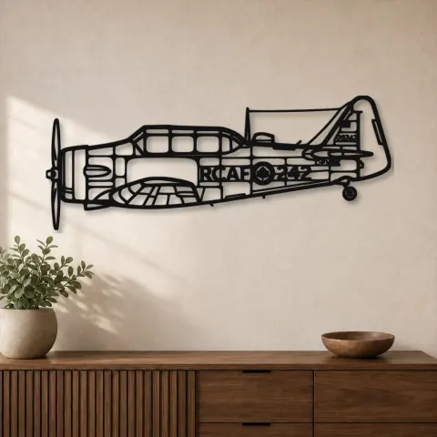 Silhouette d'avion Harvard en métal, Décoration murale aéronautique