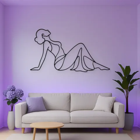 Liegende Seiten-Silhouette Metall-Wandkunst | Weibliche Figur Wanddekoration alternative Ansicht