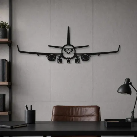 Vue alternative de Silhouette d'avion en métal 737-800NG Front, décoration murale en métal, décoration aéronautique, cadeau pour pilote
