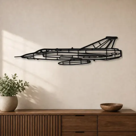 Silhouette de l'avion RF-35 Draken en métal, décoration murale en métal, décoration aéronautique, décoration d'aviateur