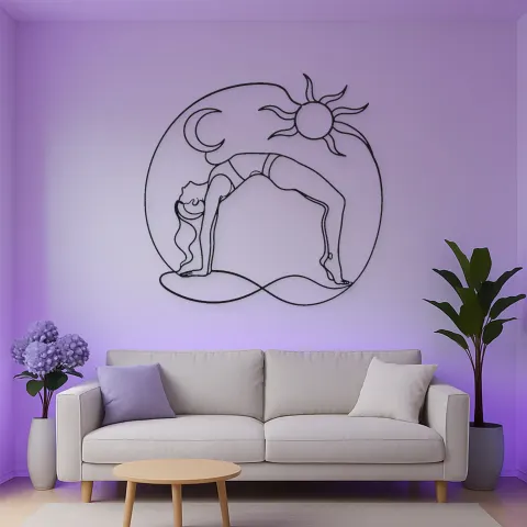 Vue alternative de Décoration murale en métal Wheel Pose Energy | Décor mural pour le yoga et la méditation