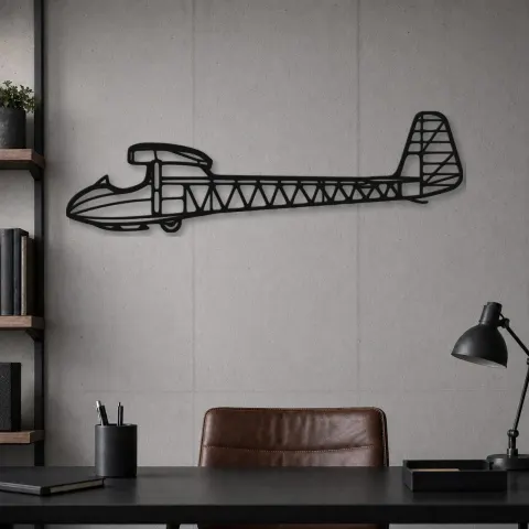 Vue alternative de Silhouette d'avion T.21B Sedbergh en métal, Décoration murale en métal, Décor aéronautique, Décor d'aviation