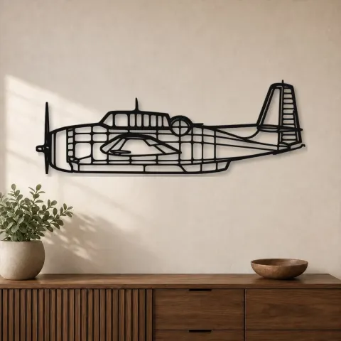 Silhouette d'avion TBM-3N Avenger en métal, Décoration murale en métal, Décor aéronautique, Décor d'aviation