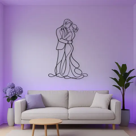 Vue alternative de Décoration murale en métal Couple Élégant du Soir | Décor Couple Romantique
