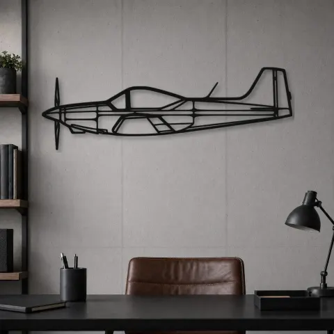 Vue alternative de Silhouette en métal d'avion Falco F8L, décoration murale en métal, décoration aéronautique, cadeau pour aviateurs