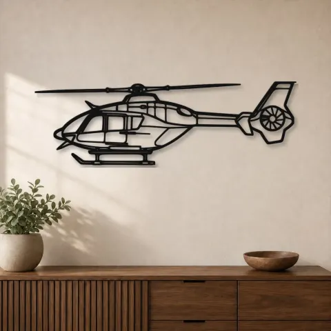 Silhouette en métal d'avion EC135T2, décoration murale en métal, décoration aéronautique, décoration d'aviation