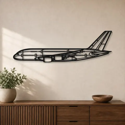 Silhouette d'avion A380-800 en métal, décoration murale en métal, décoration aéronautique, décoration d'aviation