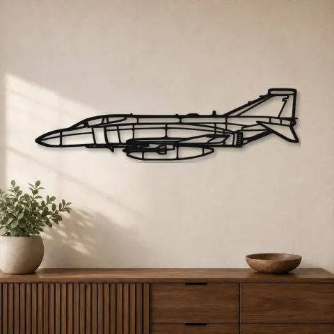 Silhouette de l'avion RAF F-4K Phantom en métal, décoration murale en métal, décoration aéronautique, décoration d'aviateur