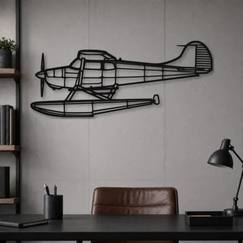 Vue alternative de Silhouette d'avion en métal 170B Float, Décoration murale en métal, Décor aéronautique, Décorateur aviateur