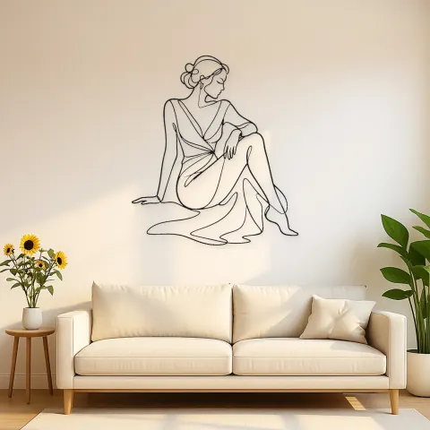 Metallschild Sitzende Abend Muse | Wanddekoration Modefigur