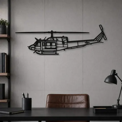 Vue alternative de Silhouette d'avion Bell 212 Sentry en métal, Décoration murale en métal, Décor aéronautique, Cadeau pour aviateur