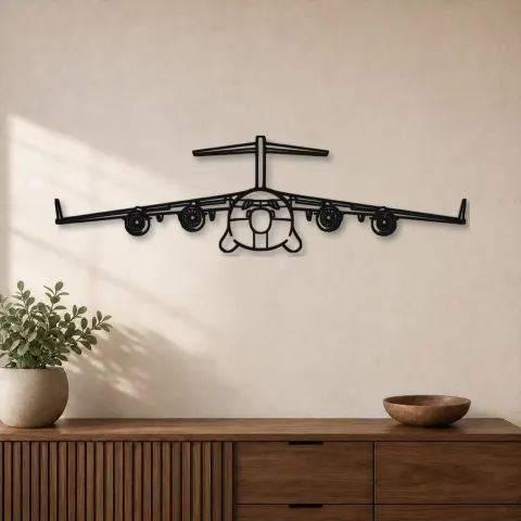 Silhouette d'avion C-17 Globemaster III en métal, Décoration murale en métal, Décor aéronautique, Décor d'aviation