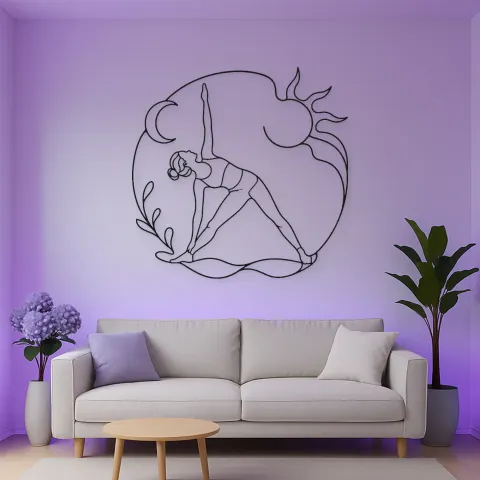 Dreiecks-Haltung Linien Metall-Wandkunst | Yoga und Meditations-Wanddekoration alternative Ansicht