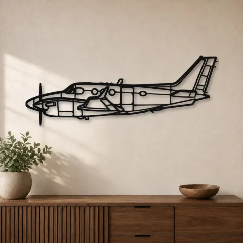 Silhouette en métal d'avion King Air C90 GTX, Décoration murale en métal, Décor aéronautique, Décor d'aviation