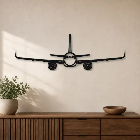 Silhouette d'avion A321 en métal, décoration murale en métal, décoration aéronautique, décoration d'aviation