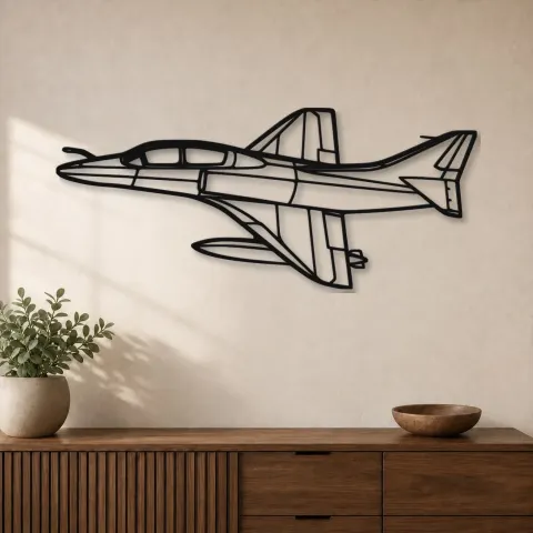 Silhouette d'avion TA-4J Skyhawk Angle en métal, Décoration murale en métal, Décor aéronautique, Décor d'aviation