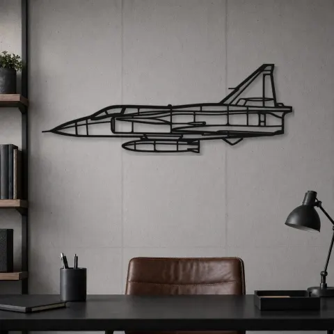 Vue alternative de Silhouette en métal d'avion de chasse JA37 C Viggen, Décoration murale en métal, Décor aéronautique, Décor d'aviation