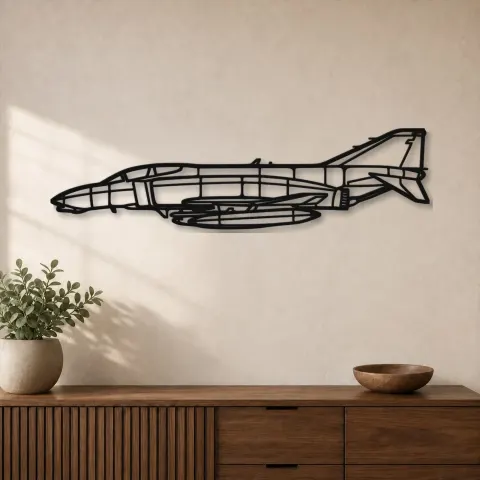 Insegna in metallo silhouette aereo F-4B Phantom 2 Navy, Silhouette di aerei in metallo, Decorazione murale di aviazione, Decorazione per aviatori