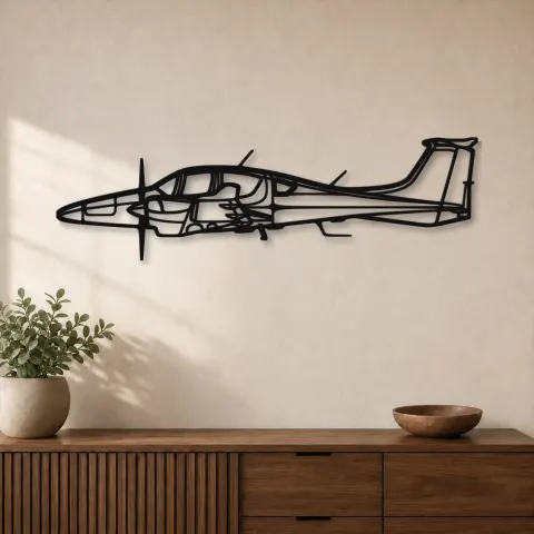 Silhouette d'avion DA62 en métal, Décoration murale aéronautique