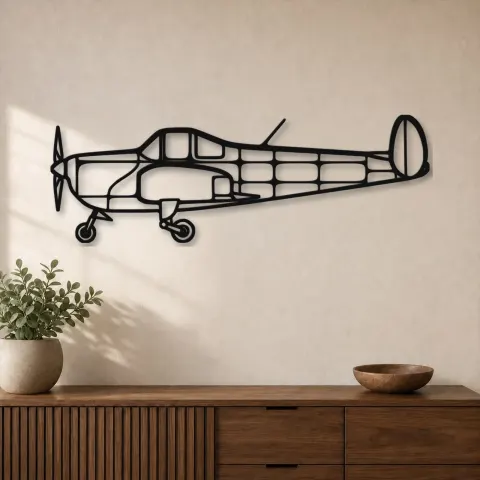 Insegna in metallo silhouette aereo Ercoupe 415-C, Silhouette di aereo in metallo, Decorazione da parete aviatore