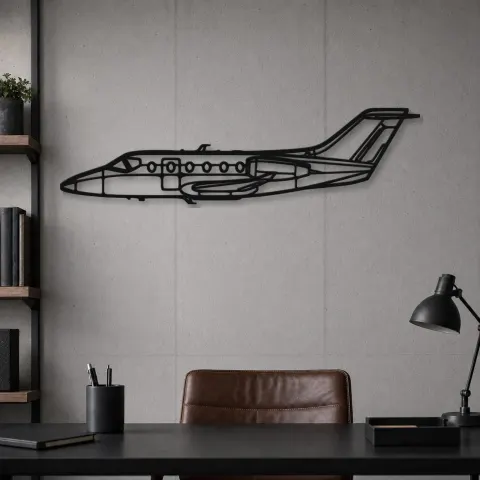 Vue alternative de Silhouette d'avion Hawker 400 en métal, Décoration murale aéronautique