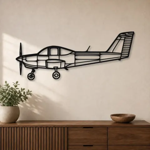 Silhouette d'avion PA-38 Tomahawk en métal, Décoration murale en métal, Décor aéronautique, Décor d'aviation
