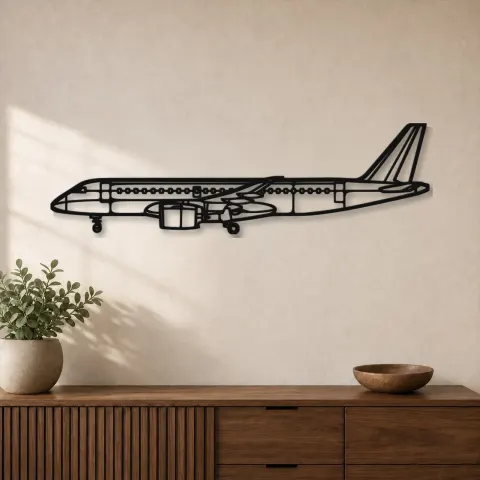 Silhouette en métal d'avion E190-E2, décoration murale en métal, décoration aéronautique, cadeau pour aviateurs