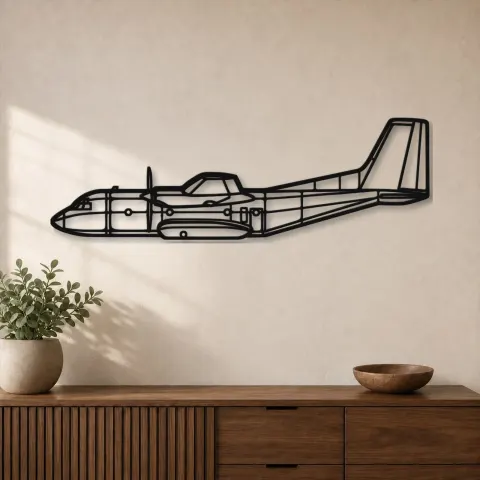 Silhouette d'avion C-160 en métal, Décoration murale en métal, Décor aéronautique, Décor d'aviation