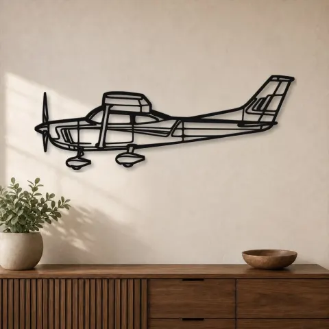 Silhouette en métal d'avion C182, Décoration murale en métal, Décor aéronautique, Cadeau pour aviateur