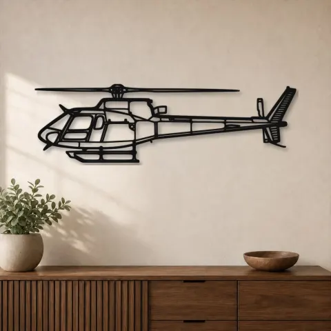 Silhouette de l'hélicoptère AS 350 B3 en métal, Décoration murale, Cadeau d'anniversaire, Silhouette d'avion