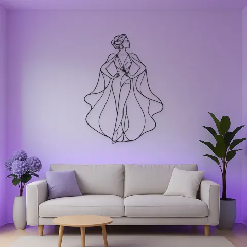 Vue alternative de Décoration murale en métal Modèle Cape de Soie | Décor mural figure de mode