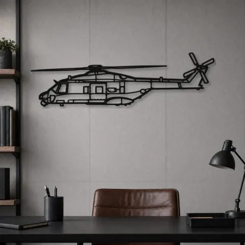 Vue alternative de Silhouette d'avion en métal NH90 TTH, décoration murale aéronautique