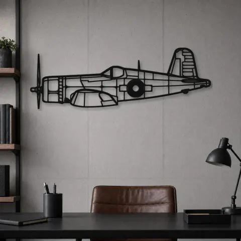 Vue alternative de Silhouette en métal d'avion FG-1D Corsair, décoration murale en métal, décoration aéronautique, cadeau pour aviateurs