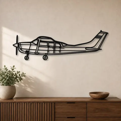 Silhouette d'avion en métal 206, Décoration murale en métal, Décor aéronautique, Décorateur aviateur