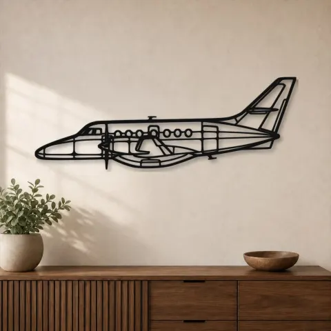 Silhouette en métal d'avion Jetstream 32, Décoration murale en métal, Décor aéronautique, Décor d'aviation