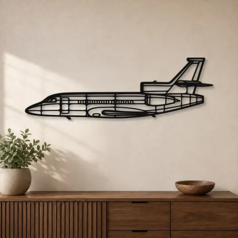 Silhouette en métal d'avion Falcon 900EX, décoration murale en métal, décoration aéronautique, cadeau pour aviateurs