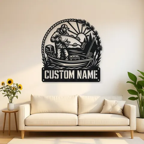 Personalized Fisherman Big Catch Boat Metal Wall Art