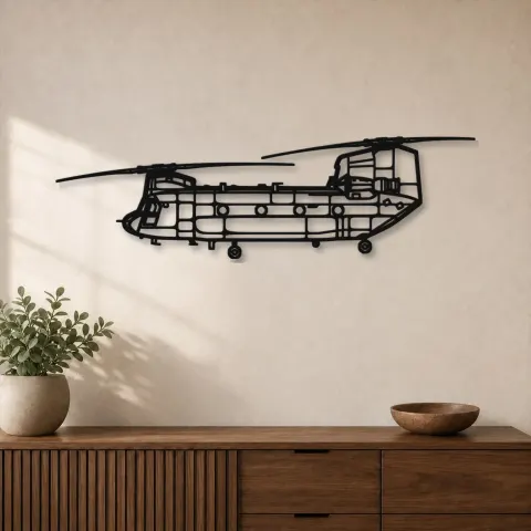 Silhouette de l'hélicoptère Chinook CH-47 en métal, Décoration murale, Cadeau d'anniversaire, Silhouette d'avion