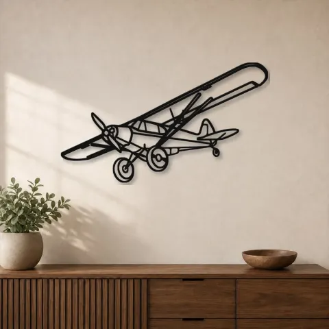 Silhouette d'avion Super Cub en métal, Décoration murale en métal, Décor aéronautique, Décor d'aviation