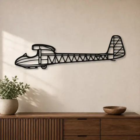 Silhouette d'avion T.21B Sedbergh en métal, Décoration murale en métal, Décor aéronautique, Décor d'aviation
