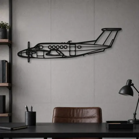 Vue alternative de Silhouette en métal d'avion King Air B200, Décoration murale en métal, Décor aéronautique, Décor d'aviation