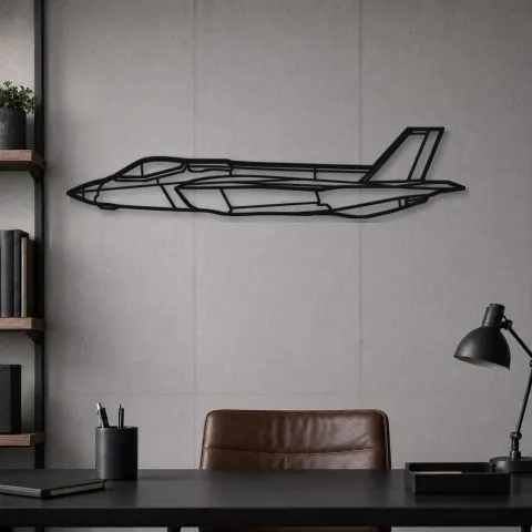 Vista alternativa di Insegna in metallo silhouette aereo F35A Lightning II, Silhouette di aerei in metallo, Decorazione murale di aviazione, Decorazione per aviatori